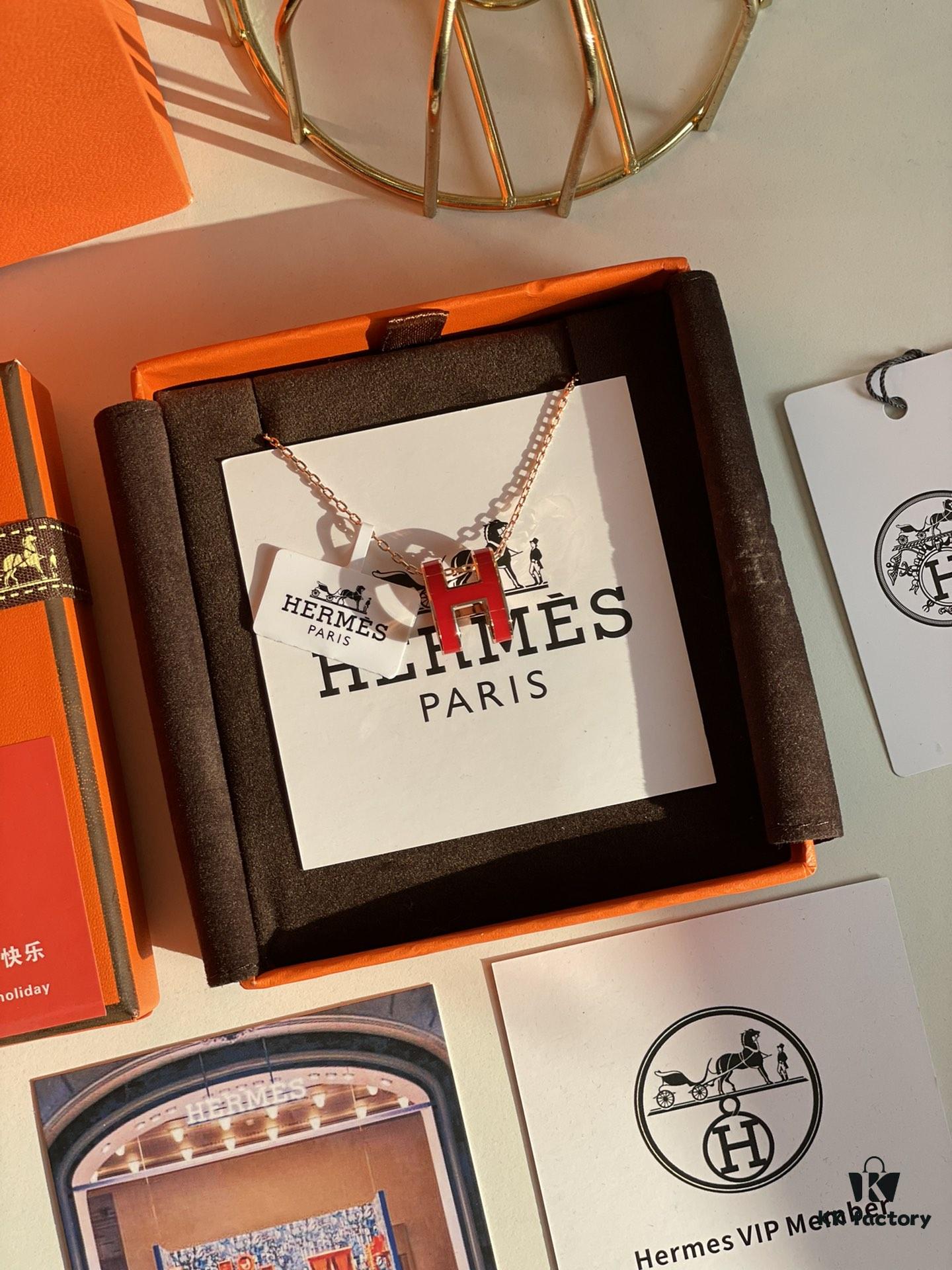 Hermes Overseas Points Member Gift HERMES | Pop H Collection ✨ Classic H Buckle, Timeless Design 🥰 Clear Engraving at Bottom, Rose Gold with Festive Red Color, Identity Strap, Points Card, Tags, Full Packaging