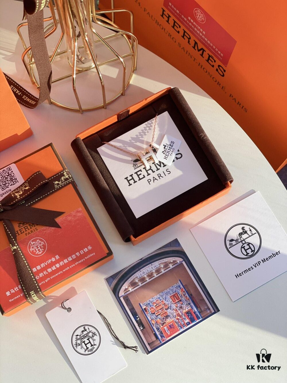Hermes Overseas Points Member Gift HERMES | Pop H Collection ✨ Classic H Buckle, Timeless Design 🥰 Clear Engraving at Bottom, Rose Gold Milkshake White, Identity Strap, Points Card, Labels, Full Packaging