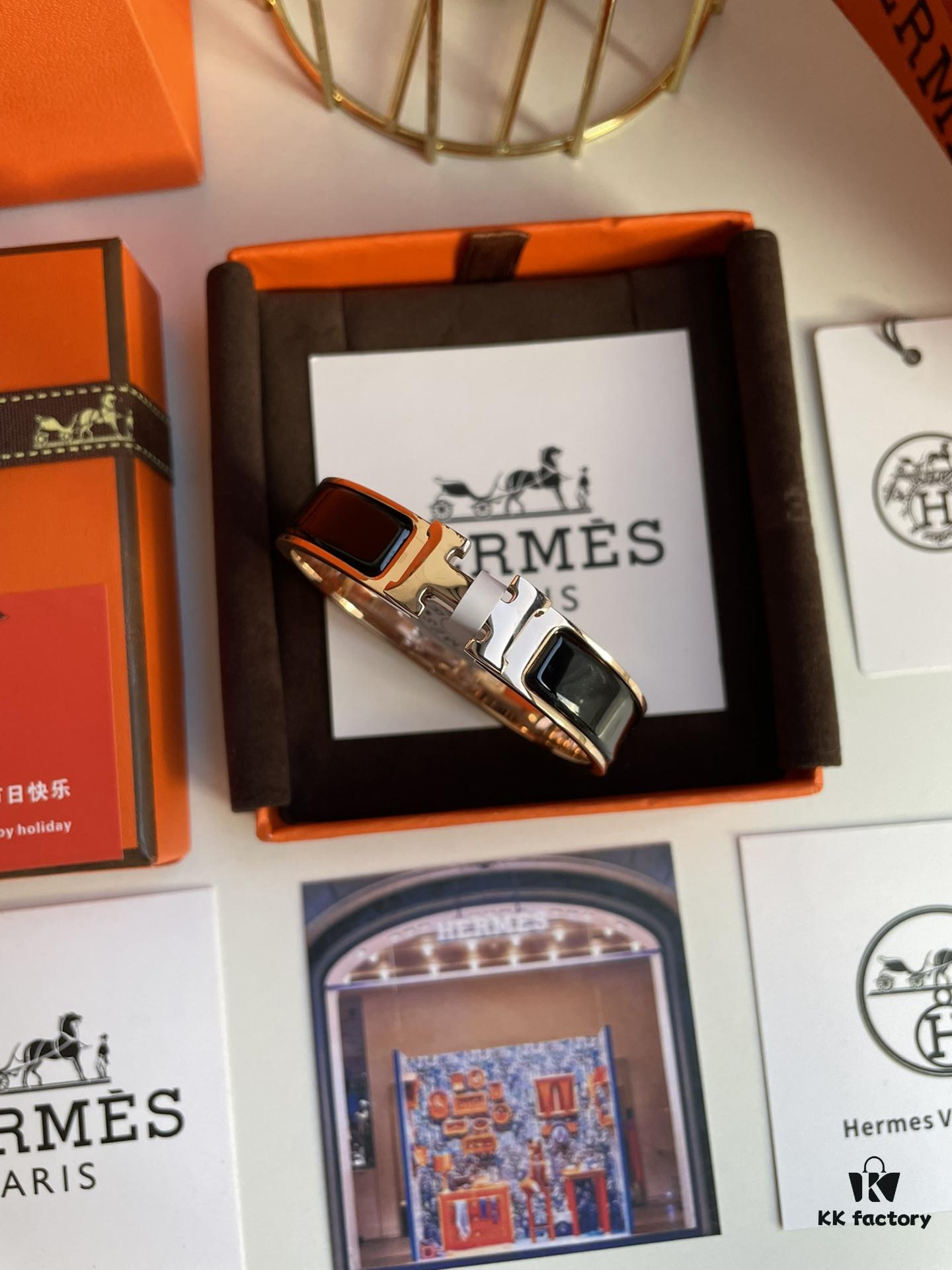 Hermes Overseas Points Member Gift HERMES | Pop H Collection ✨ Rose Gold Linglang Black Bracelet Classic H Clasp Timeless Design