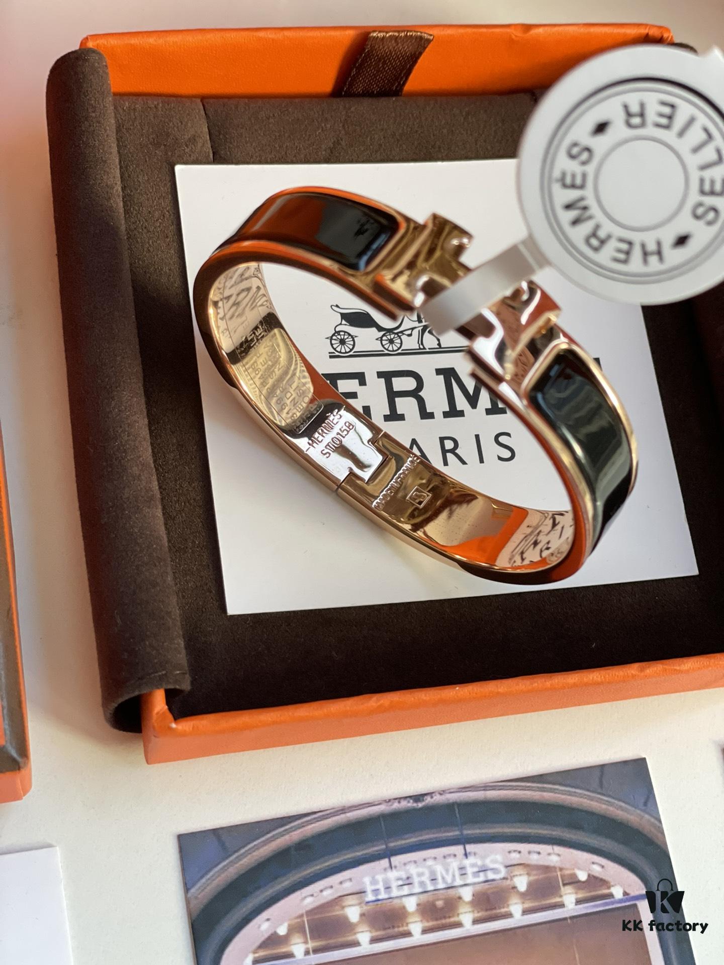 Hermes Overseas Points Member Gift HERMES | Pop H Collection ✨ Rose Gold Linglang Black Bracelet Classic H Clasp Timeless Design