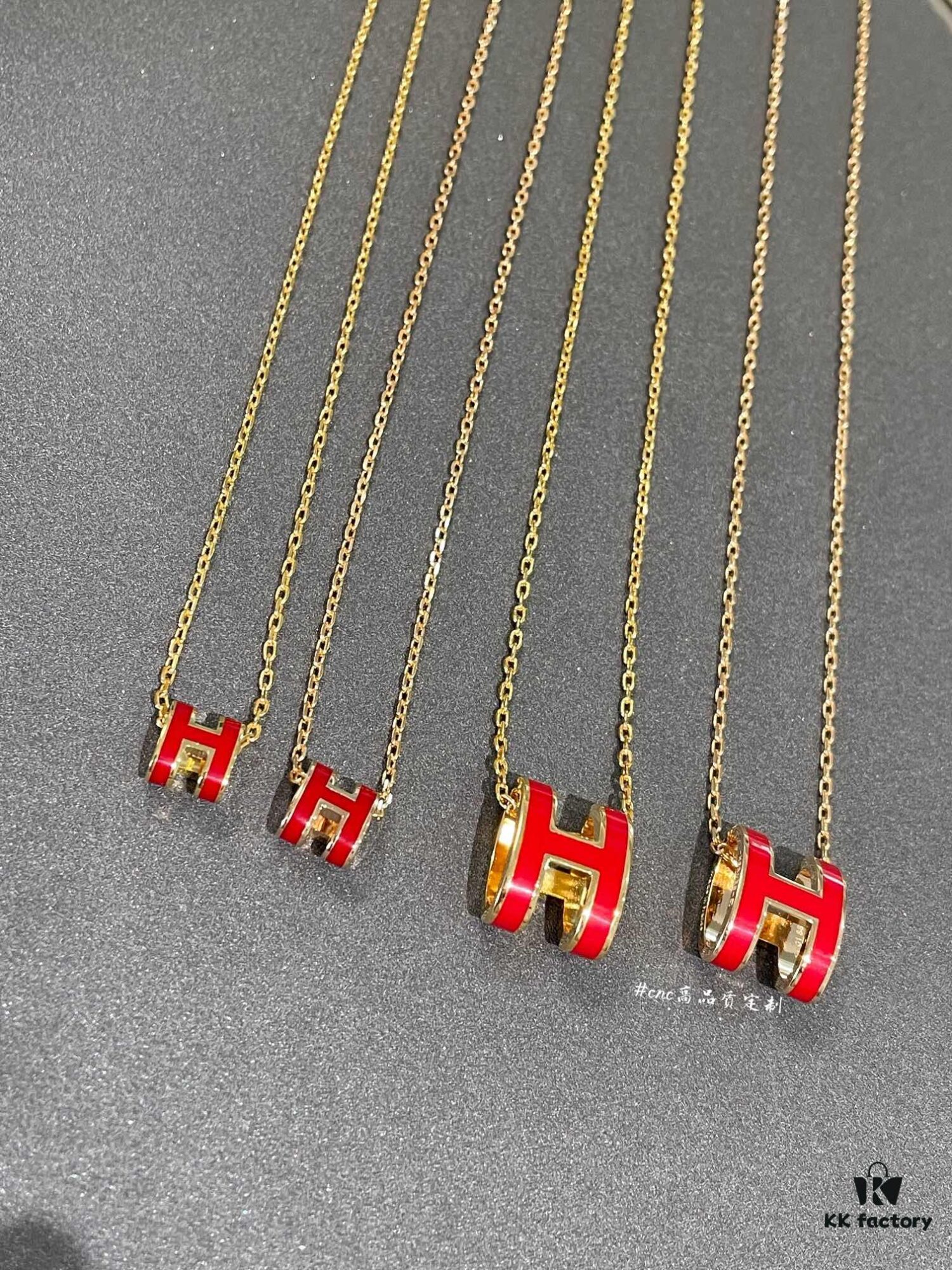 Hermès Red Enamel H Necklace and Stud Earrings