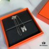 New Advanced Precision Edition Hermes Popular H Logo Full Diamond Necklace, High-Carbon Diamonds, 925 Sterling Silver Gold Plated with K-Gold Texture