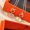 Hermès 2021 New Arrival Popular Double-Sided Pig Nose Necklace 🐽 Platinum and Rose Gold Plated Couple Pendant Chain