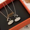 Hermès 2021 New Arrival Popular Double-Sided Pig Nose Necklace 🐽 Platinum and Rose Gold Plated Couple Pendant Chain