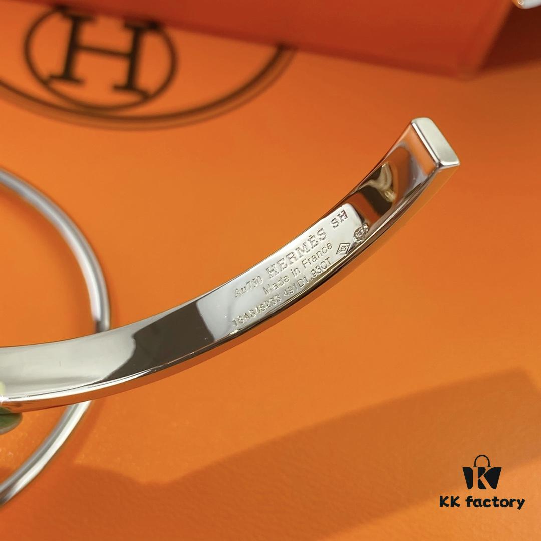 V Gold Material Thickened Version, Rose Gold and White Gold Color, Premium Craftsmanship Edition, Hermes Two-in-One Lock Bracelet, High-Carbon Diamonds, 1:1 Super Precision
