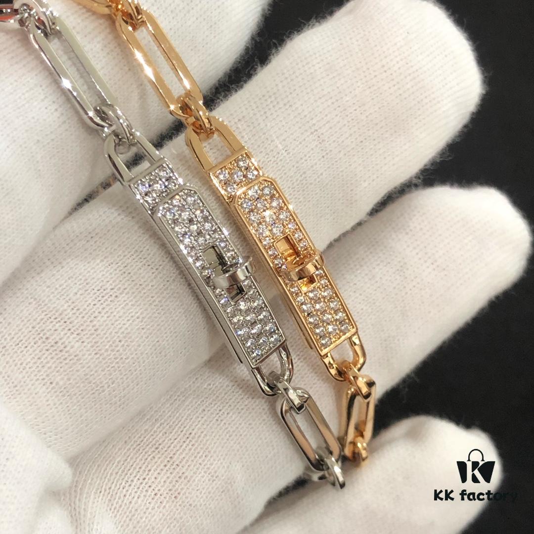 Hermes New Kelly Chaine Square Openwork Bracelet