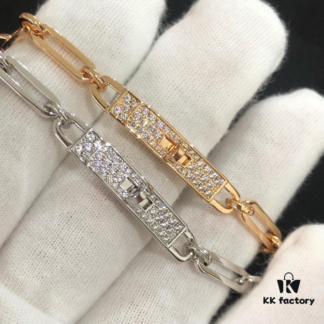 Hermes New Kelly Chaine Square Openwork Bracelet