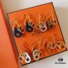 Hermes Calfskin Pig-Nose Double Ring Necklace / Earrings