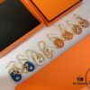 Hermes New Pig Nose O'maillon Series Earrings (Klein Blue/White/Orange/Khaki) Four Colors Available