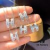 Top-tier Hermes-inspired Diamond-Paved 'H' Necklace, 925 Sterling Silver with Precision CNC Craftsmanship and Exquisite Stone Inlay