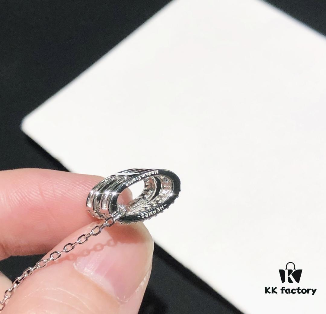 Top-tier Hermes-inspired Diamond-Paved 'H' Necklace, 925 Sterling Silver with Precision CNC Craftsmanship and Exquisite Stone Inlay