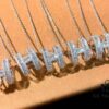 Top-tier Hermes-inspired Diamond-Paved 'H' Necklace, 925 Sterling Silver with Precision CNC Craftsmanship and Exquisite Stone Inlay