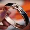 New Arrival Hermès-Inspired Enamel Cuff Bracelet with H Lock Closure