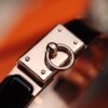 New Arrival Hermès-Inspired Enamel Cuff Bracelet with H Lock Closure