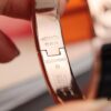 New Arrival Hermès-Inspired Enamel Cuff Bracelet with H Lock Closure
