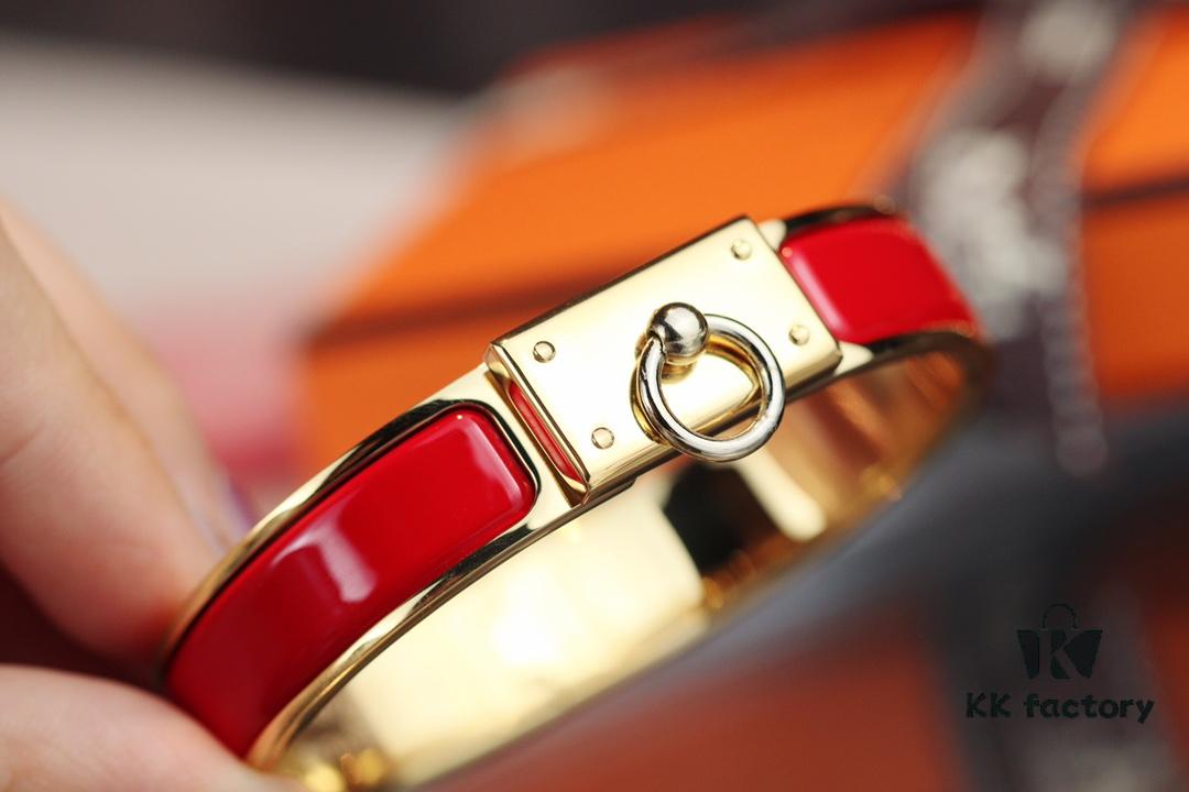New Arrival Hermes-Inspired Enamel Bangle Bracelet with H Lock Design
