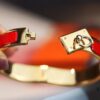 New Arrival Hermes-Inspired Enamel Bangle Bracelet with H Lock Design