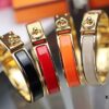 New Arrival Hermès-Inspired Clics Enamel Bracelet – H Lock & Ring Design, Genuine Enamel, 1-Micron Gold Plating, Lightweight at 36g