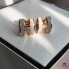 Hermes Pop Platinum-Edged H Enamel Stud Earrings with Authenticity Mark on Backing - Latest Classic Enamel Design, Real Photo Details