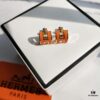 Hermes Pop Platinum-Edged H Enamel Stud Earrings with Authenticity Mark on Back – Latest Classic Enamel Design, Real Photo Details