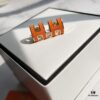 Hermes Pop Platinum-Edged H Enamel Stud Earrings with Authenticity Mark on Back – Latest Classic Enamel Design, Real Photo Details