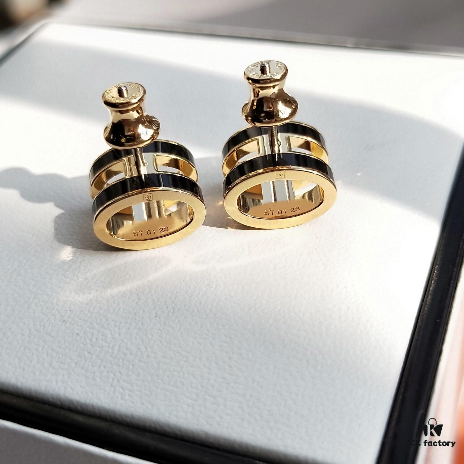 Hermes Pop Platinum-edged H Enamel Stud Earrings with Anti-counterfeit Mark on Backing Plug