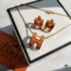 Hermes Pop Platinum-Edged H Enamel Stud Earrings with Authenticity Mark on Back – Latest Classic Enamel Design, Real Photo Details