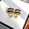 Hermes Pop Platinum-edged H Enamel Stud Earrings with Anti-counterfeit Mark on Backing Plug