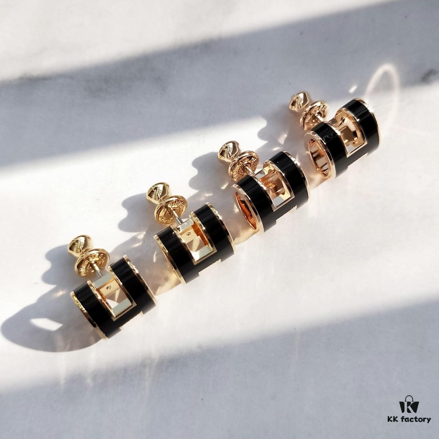 Hermes Pop Platinum-edged H Enamel Stud Earrings with Anti-counterfeit Mark on Backing Plug