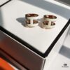Hermes Pop Platinum Edge H Enamel Stud Earrings