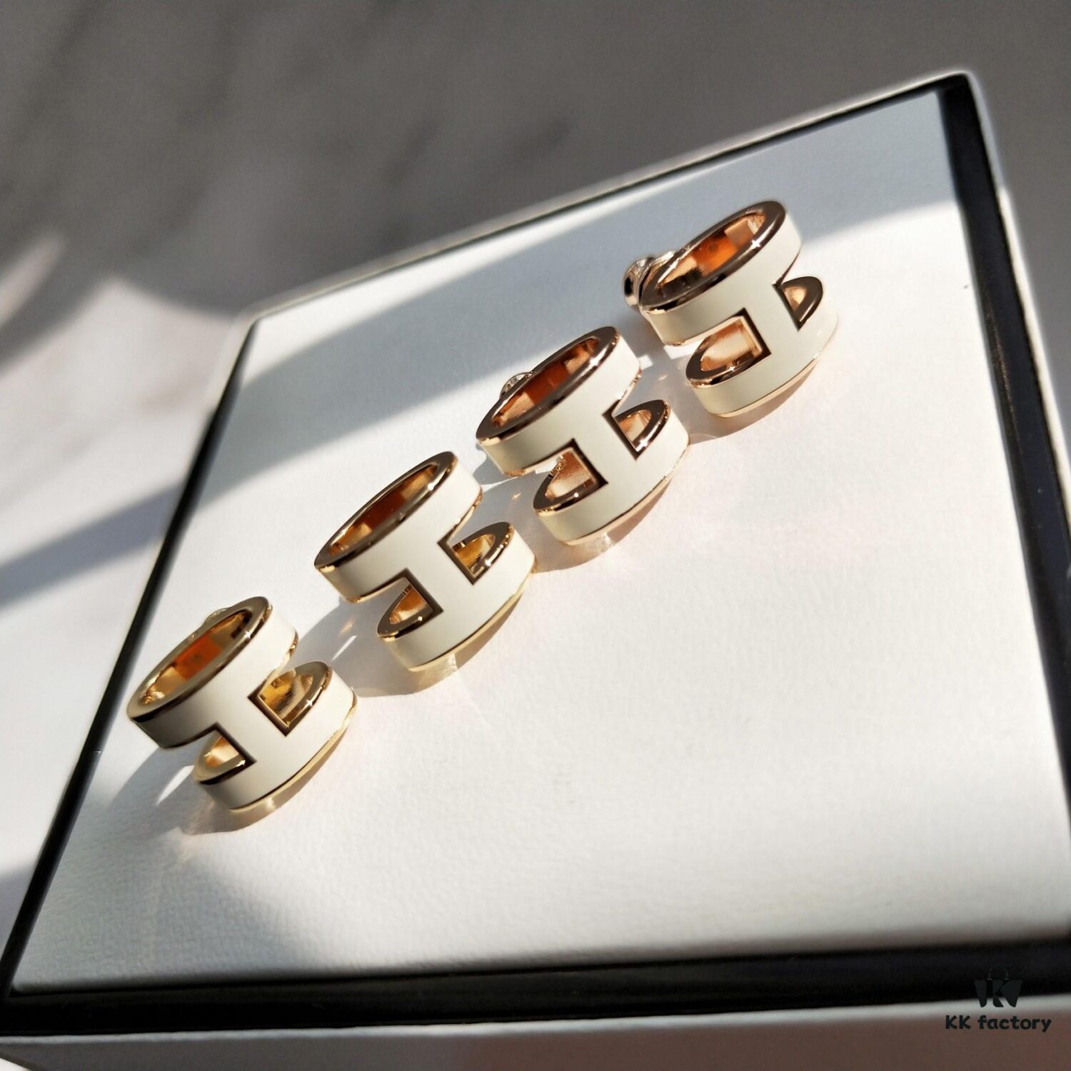 Hermes Pop Platinum Edge H Enamel Stud Earrings