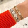 Hermes 2021 New Half-Pave Luxury Bracelet - Premium Custom Design with Imported V-Gold Plating and Micro-Paved High-Carbon Diamonds, Platinum and Rose Gold Options