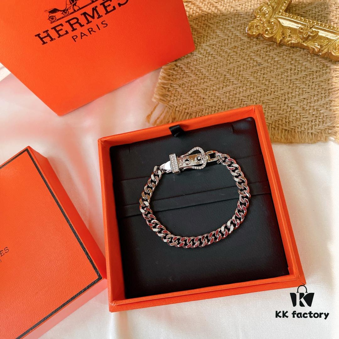 Hermes 2021 New Half-Pave Luxury Bracelet - Premium Custom Design with Imported V-Gold Plating and Micro-Paved High-Carbon Diamonds, Platinum and Rose Gold Options