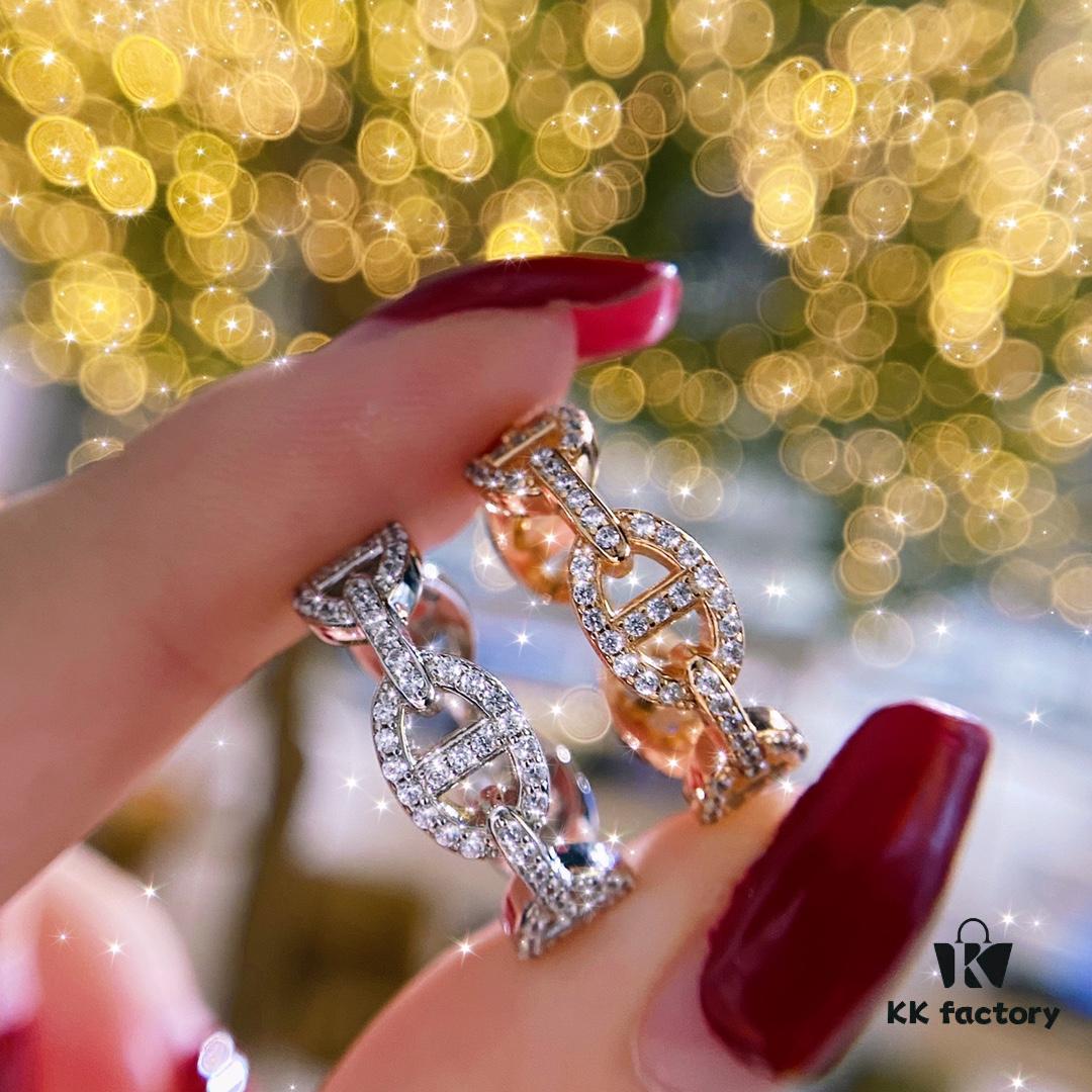 V Gold Series: Hermes Pig Nose Full Diamond Ring