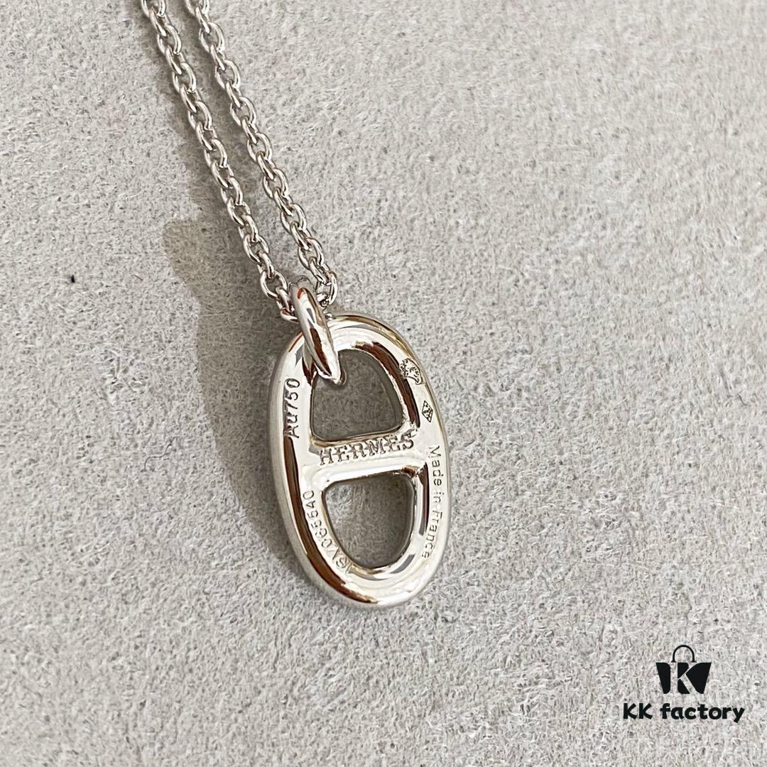 Hermes Nose Mini Nose Lock Necklace, Delicate and Cute Design, Available in Silver and Rose Gold, Solid Weighted Craftsmanship with Hand-Polished Thick Plating