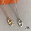 Hermes Nose Mini Nose Lock Necklace, Delicate and Cute Design, Available in Silver and Rose Gold, Solid Weighted Craftsmanship with Hand-Polished Thick Plating