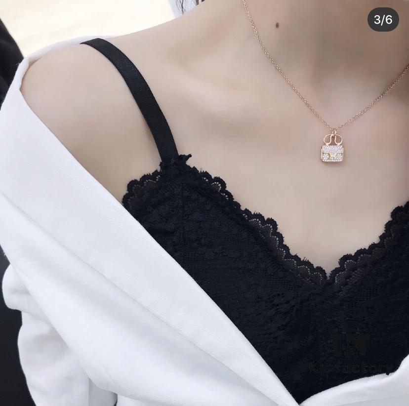 Kaige Same Style Classic Kelly Original Hermes Bag Pendant, High-End Custom 925 Sterling Silver Gold-Plated Diamond-Inlaid Necklace, One Side Fully Set with Diamonds and the Other with Logo