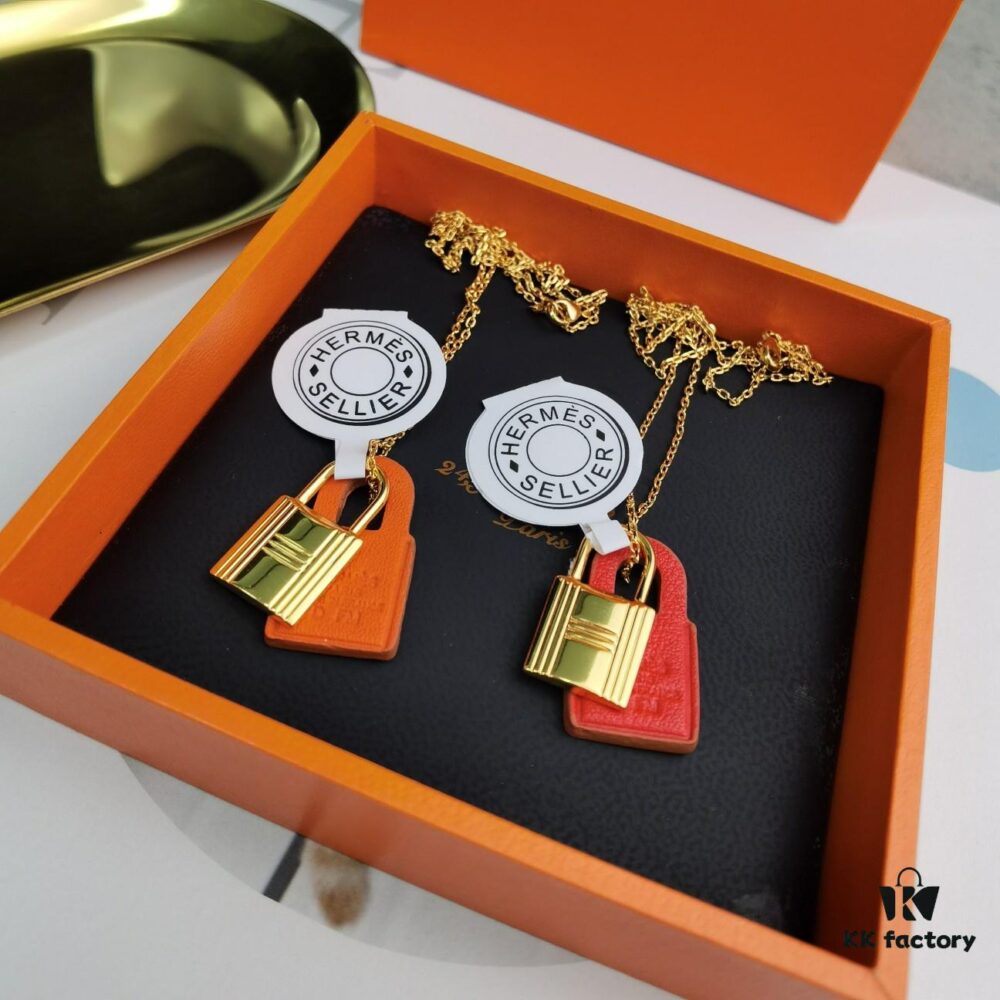 Hermes Lock Heart Necklace, Also Known as Kelly Necklace, Brass with 18K Gold Plated Finish