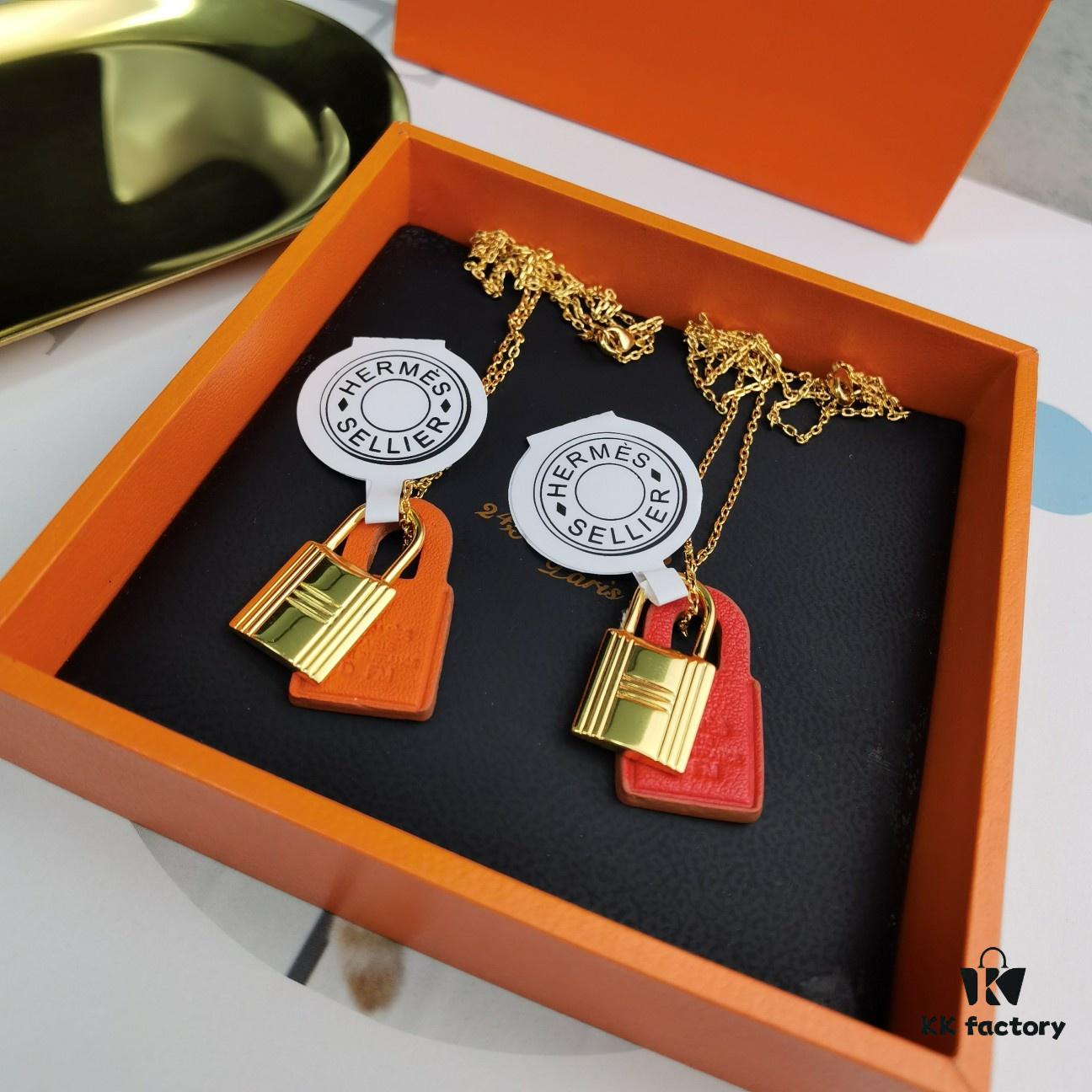 Hermes Lock Heart Necklace, Also Known as Kelly Necklace, Brass with 18K Gold Plated Finish