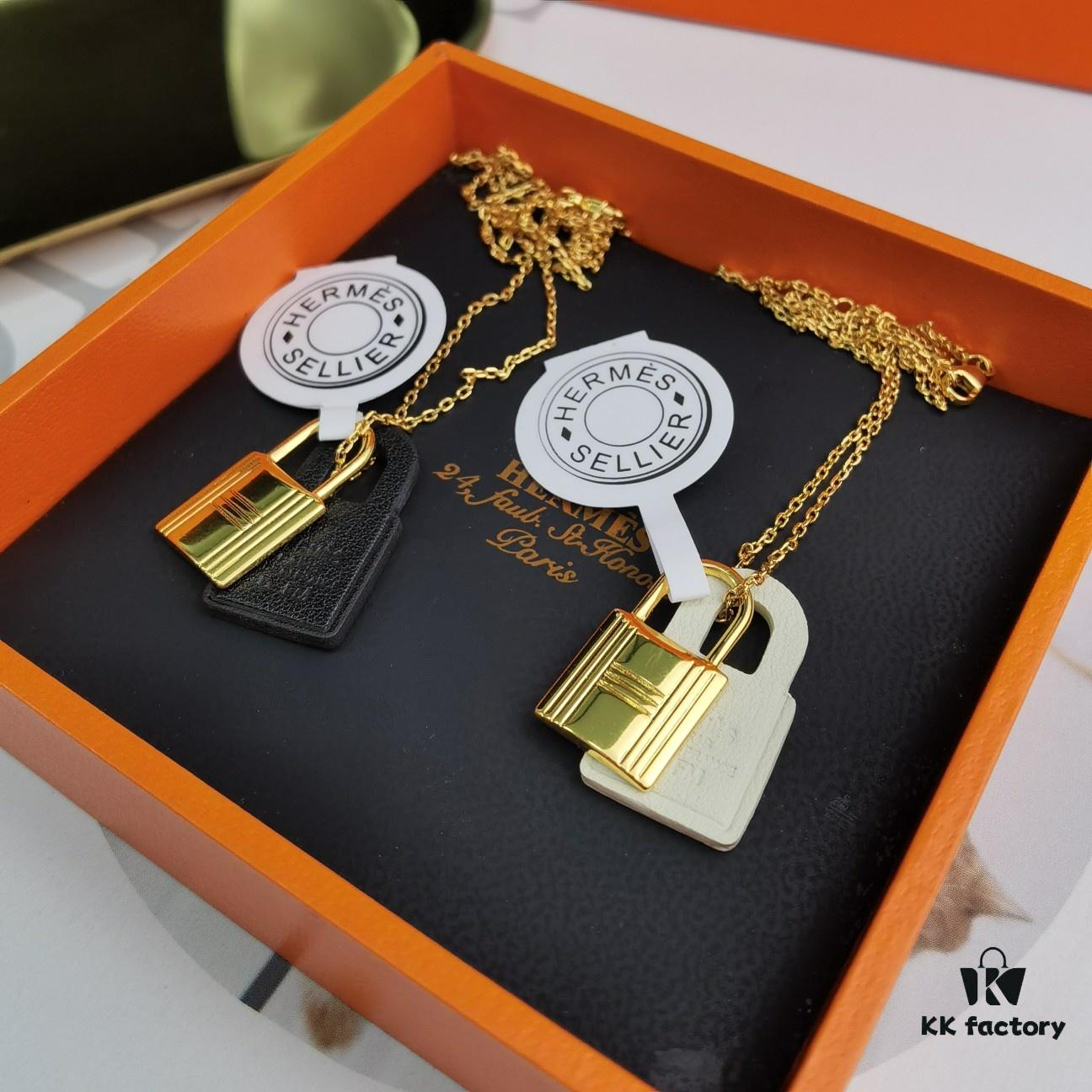 Hermes Lock Heart Necklace, Also Known as Kelly Necklace, Brass with 18K Gold Plated Finish