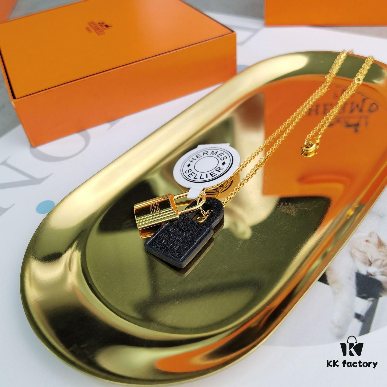 Hermes Lock Heart Necklace, Also Known as Kelly Necklace, Brass with 18K Gold Plated Finish