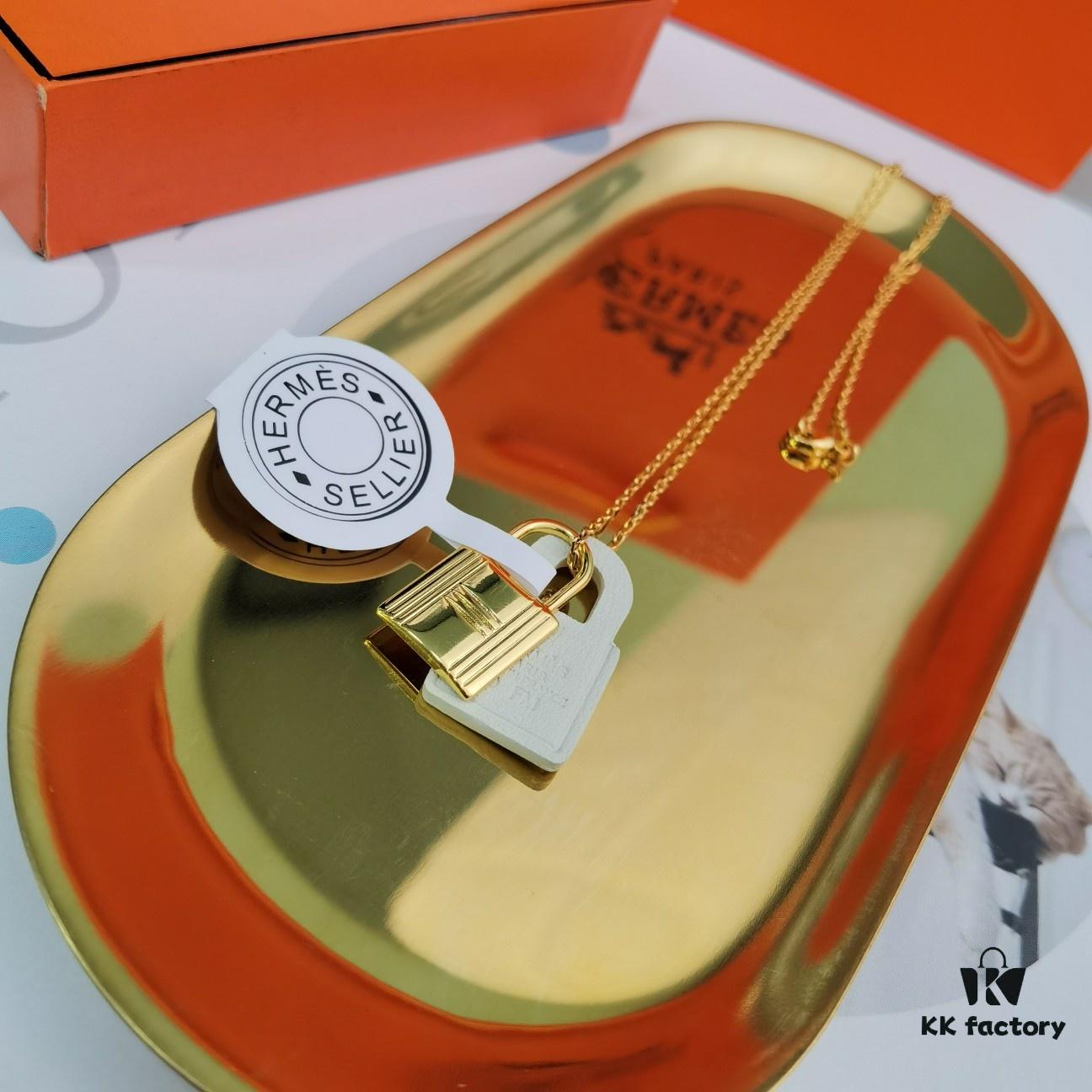 Hermes Lock Heart Necklace, Also Known as Kelly Necklace, Brass with 18K Gold Plated Finish