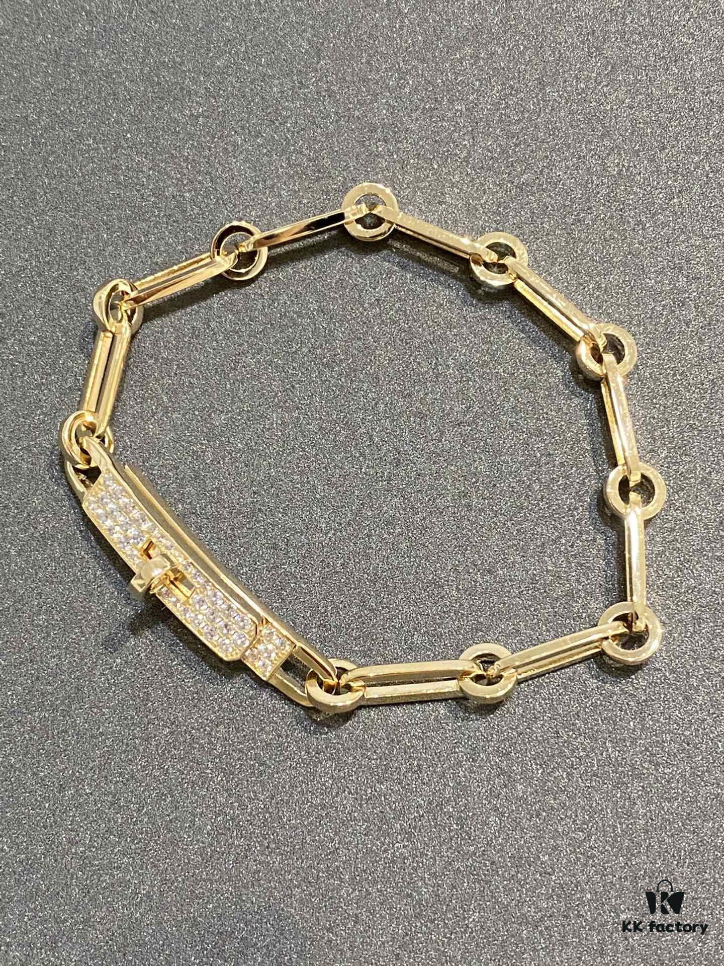 Hermes New Kelly Chaine Square Openwork Bracelet