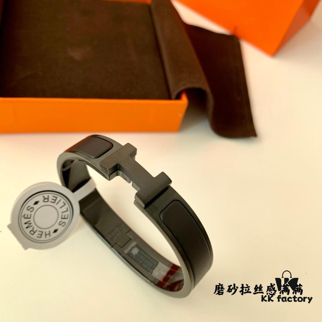 Hermes H Matte Black Sandblasted Black Warrior H Bracelet