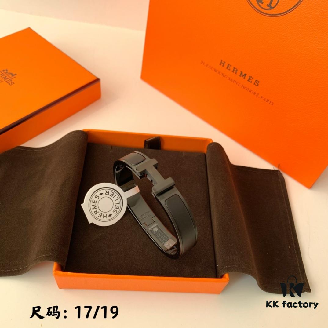 Hermes H Matte Black Sandblasted Black Warrior H Bracelet