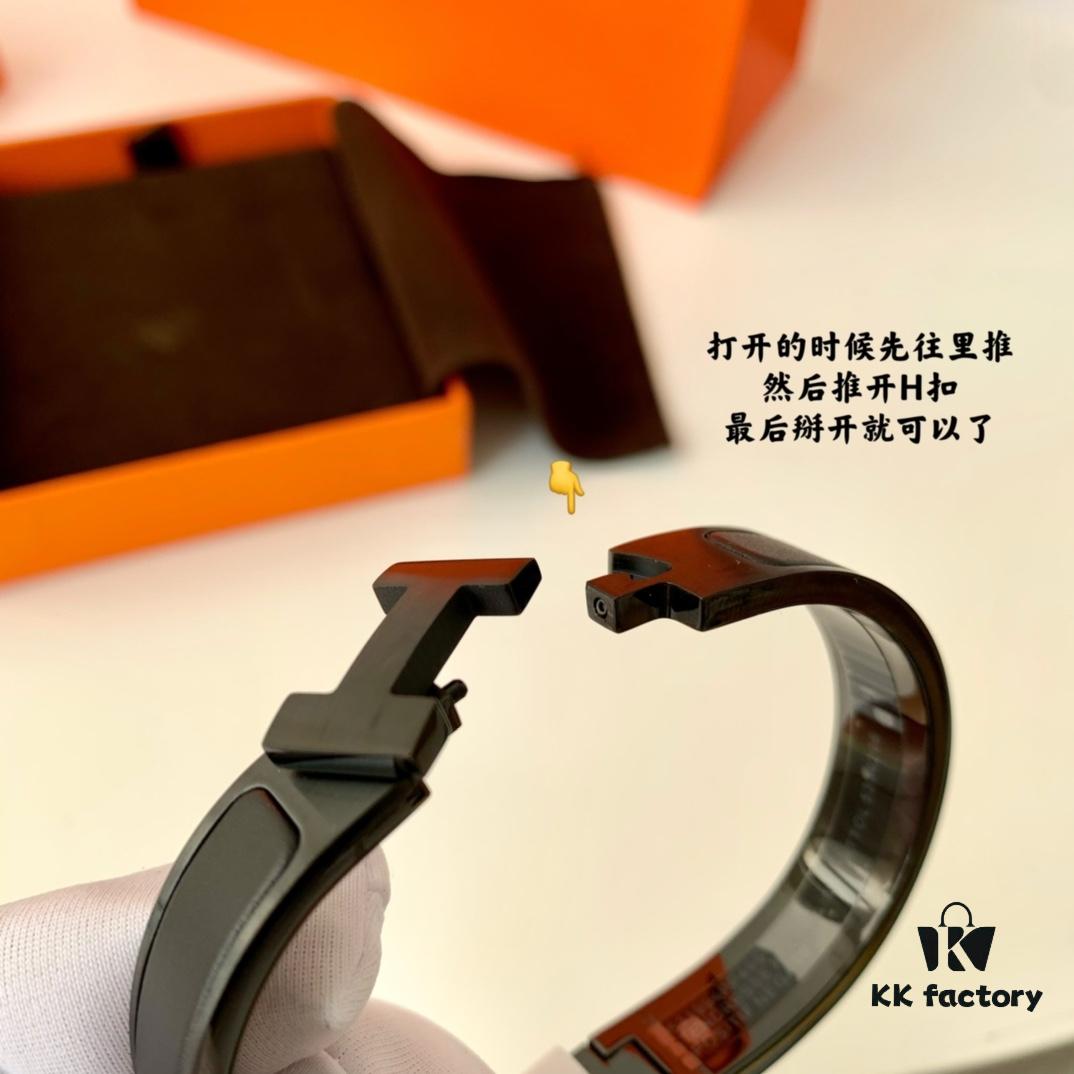 Hermes H Matte Black Sandblasted Black Warrior H Bracelet