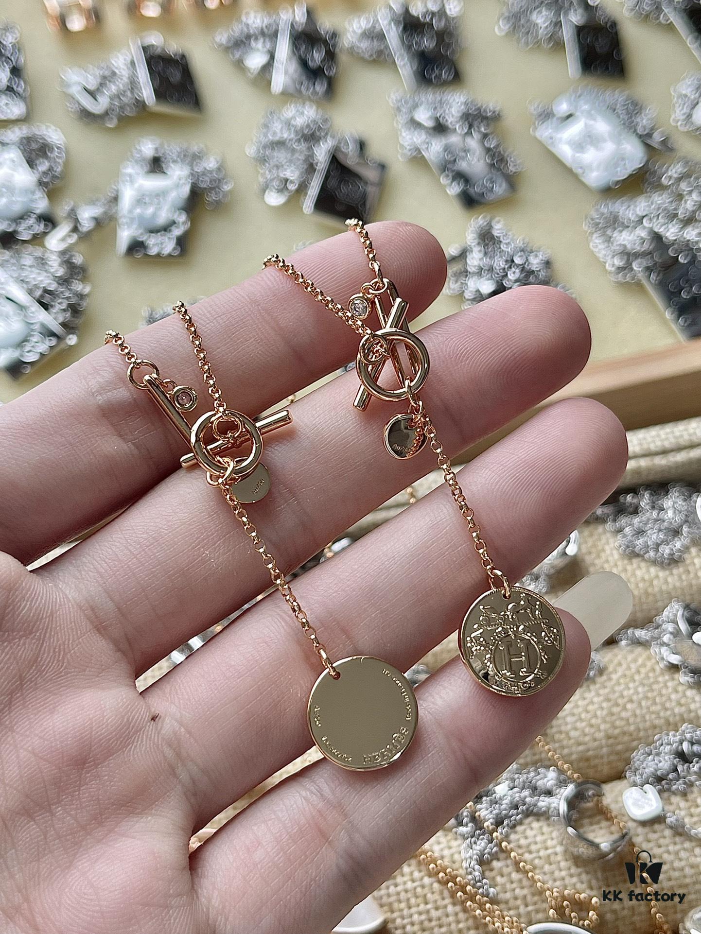 Hermès Rose Gold Coin Necklace