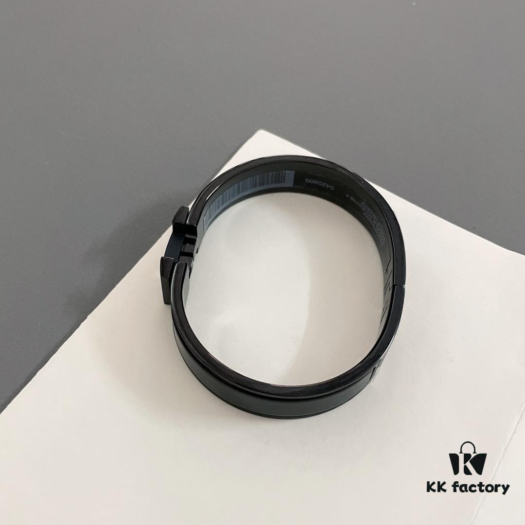 H Black Enamel Bracelet ❤️ Best Couple's Style, Sizes 17/19 Available ❤️ Z Enamel Craftsmanship, Brushed Metal Finish, Elegant and Stylish!
