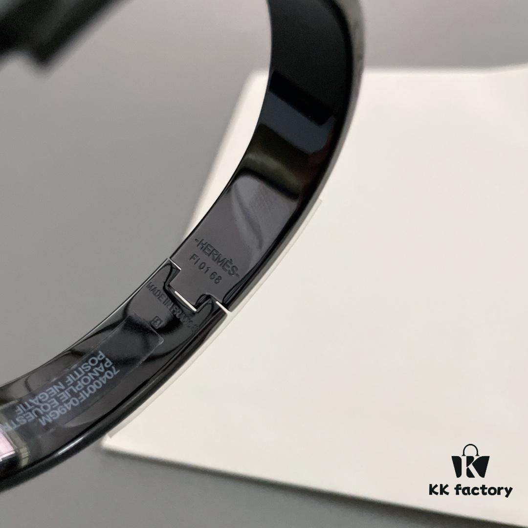 H Black Enamel Bracelet ❤️ Best Couple's Style, Sizes 17/19 Available ❤️ Z Enamel Craftsmanship, Brushed Metal Finish, Elegant and Stylish!