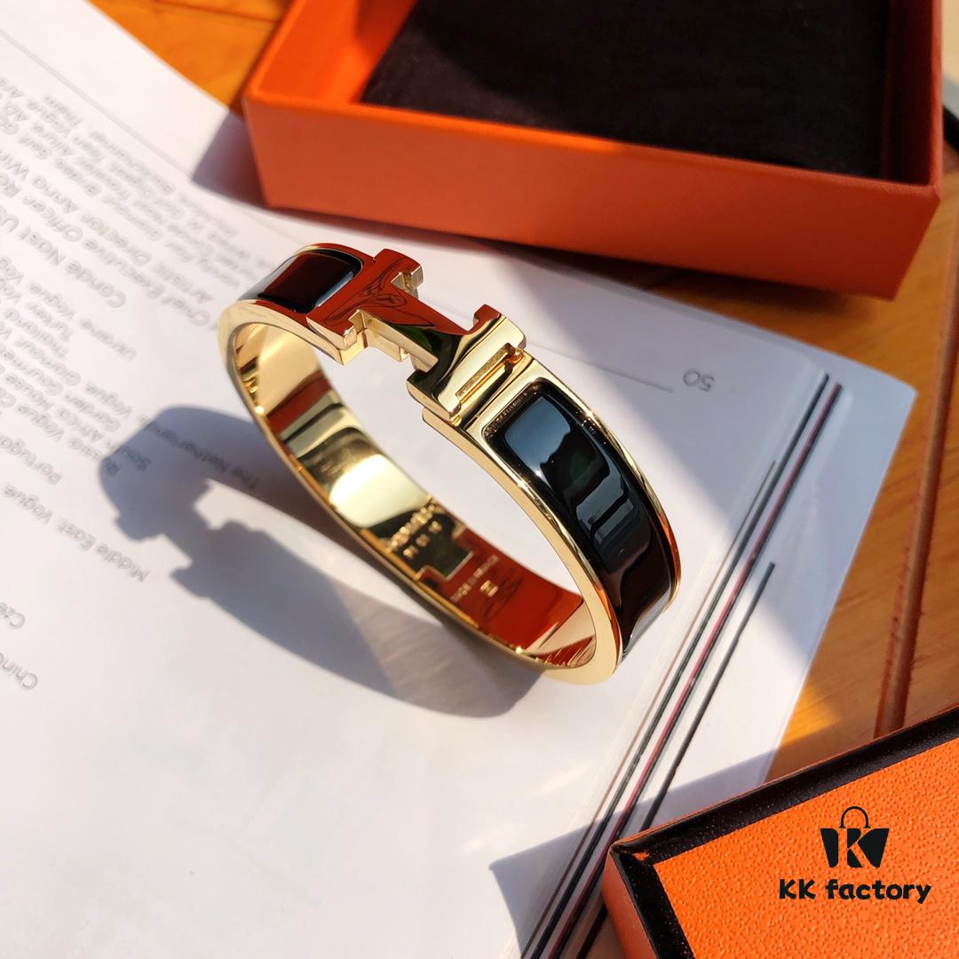 Exclusive Stock! New Color Release! Hermes Classic Enamel Cuff Bracelet, Lin Xintong & Jiang Xin's Same Style, Inspired by Andalusian Iron Balconies